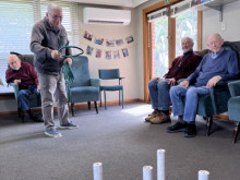 Club Enliven members playing a throwing game