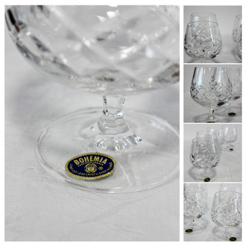 Bohemia Czechoslovakia Fine cut lead crystal glasses x 4